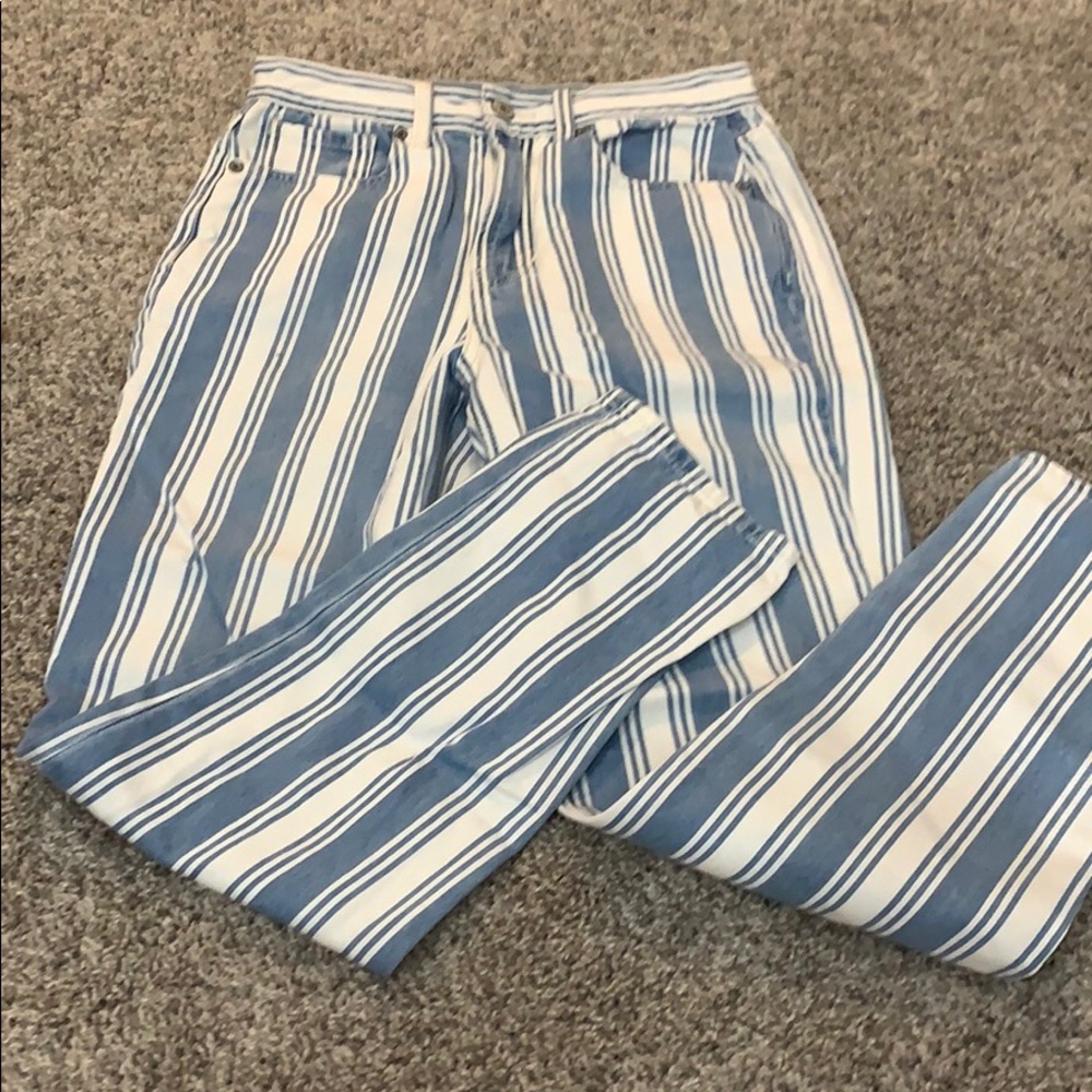 american eagle striped mom jeans